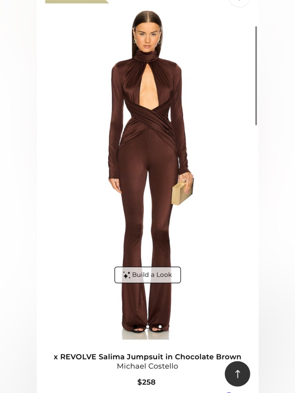 Michael Costello Chocolate Brown Plunge Cutout Wide-Leg Jumpsuit